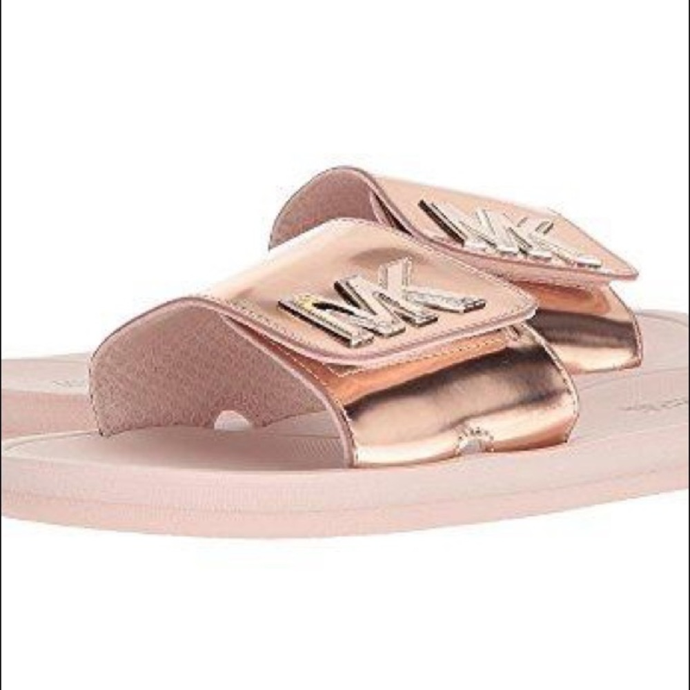 Michael Kors rose gold slides
